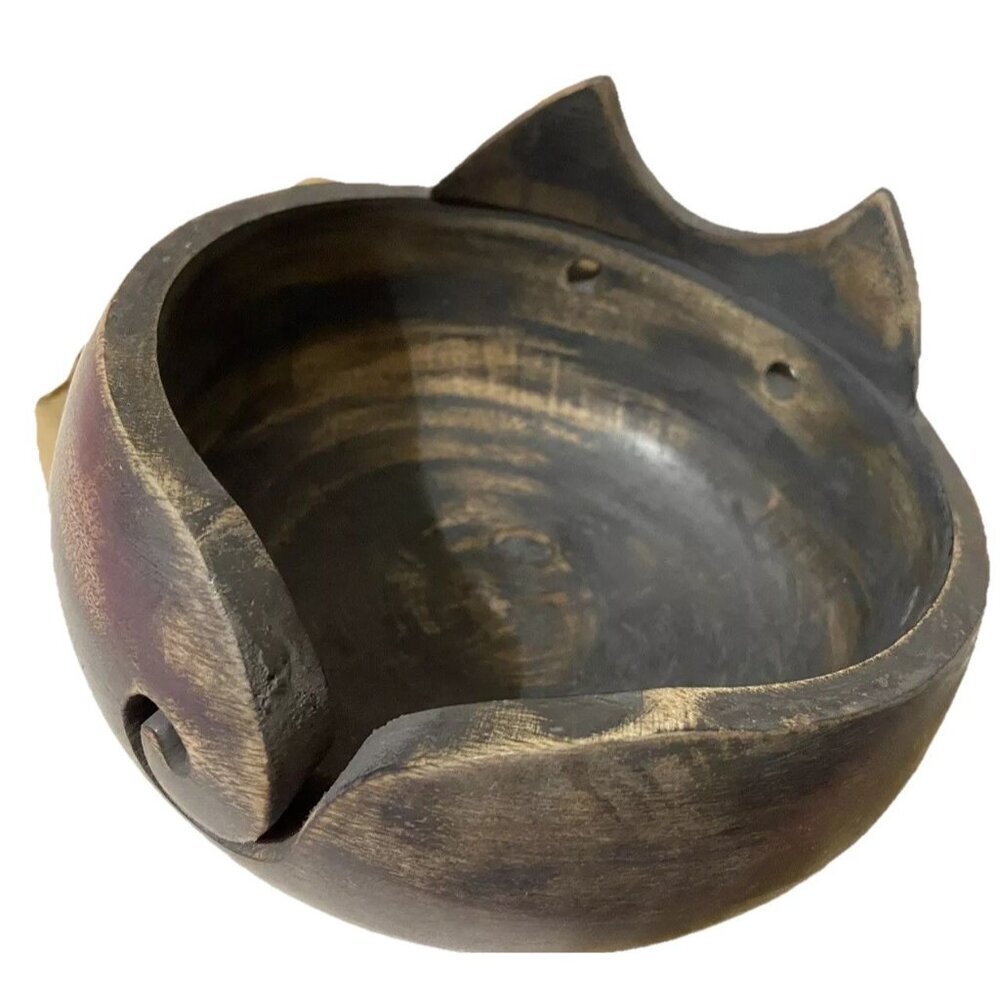 Wooden Knitting Bowl Earth Artsy